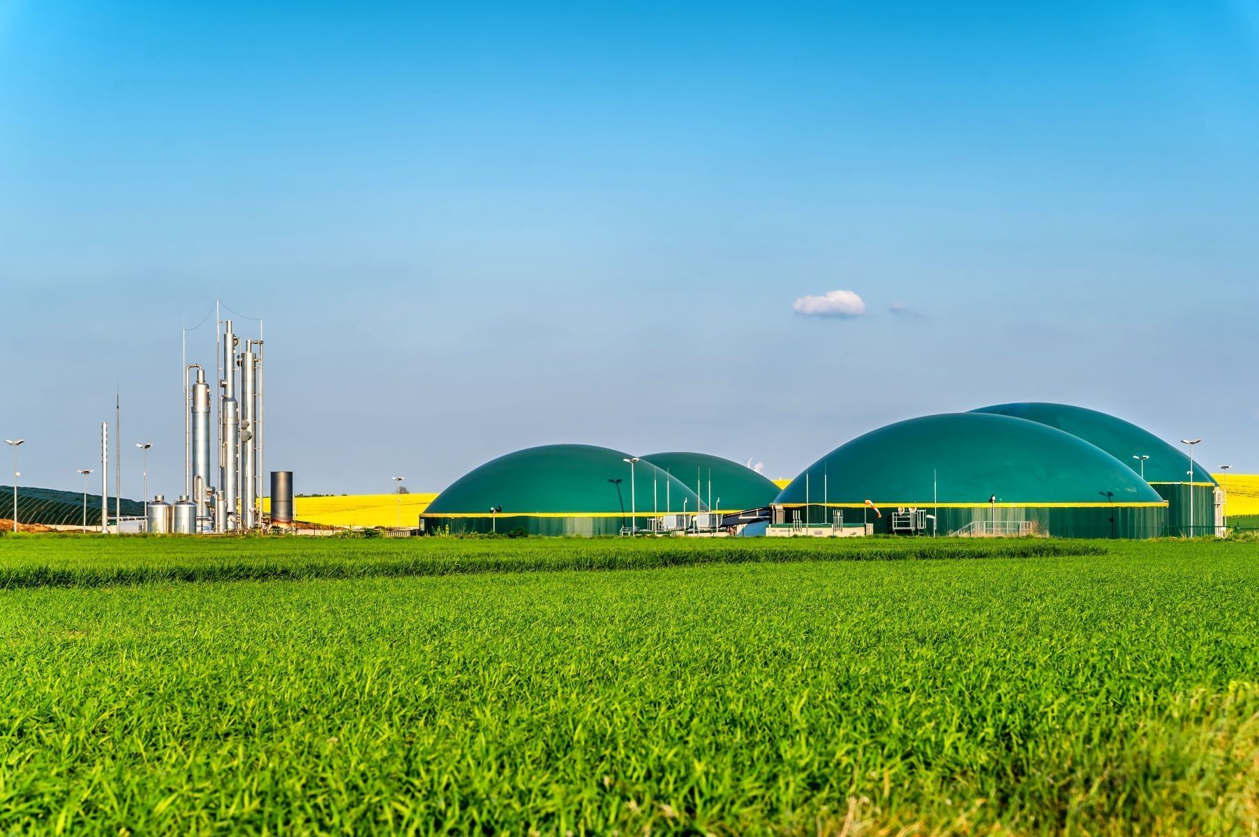 Biogas plant between fields